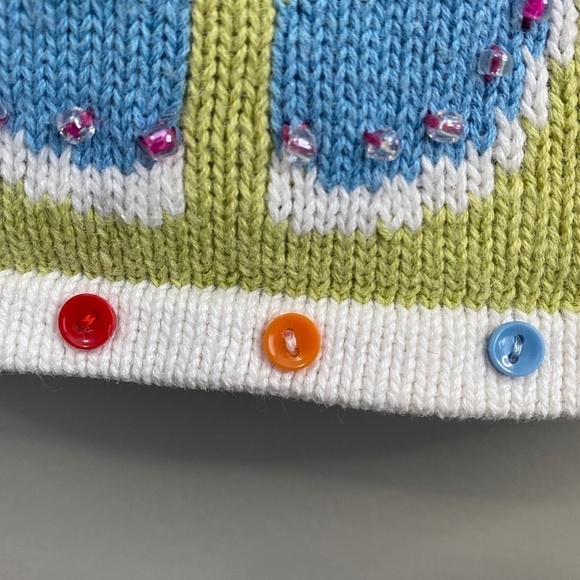 Susan‎ Bristol VINTAGE Women's Green Butterfly Ramie Knit Button Cardigan Small - Picture 4 of 16